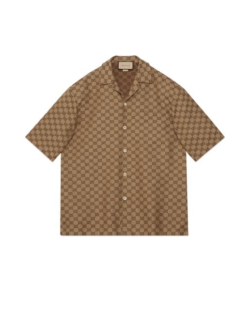 Gucci Brown GG Linen Blend Shirt for men