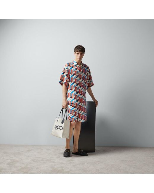 Gucci Shorts Aus Seide Mit Pixel-Print in Multicolor für Herren