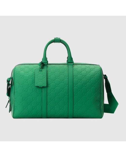 Gucci Green GG Rubber-effect Medium Duffle Bag for men