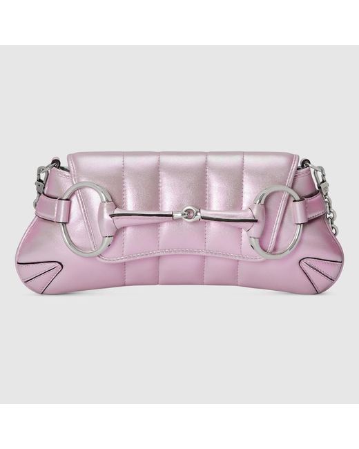 Gucci Pink Horsebit Chain Small Shoulder Bag