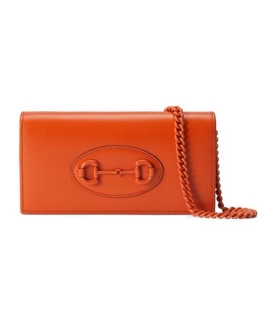 Gucci Horsebit 1955 Wallet With Chain in Orange Lyst