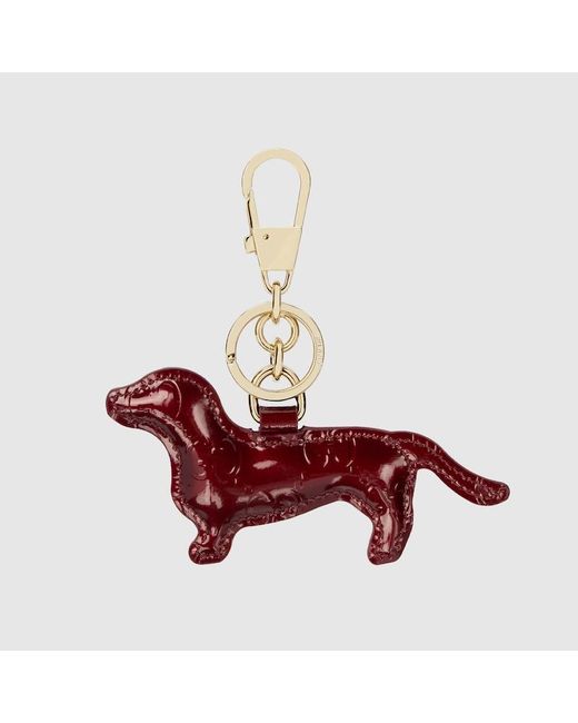 Gucci ドッグ シェイプ バッグ チャーム, ボルドー, レザー Red