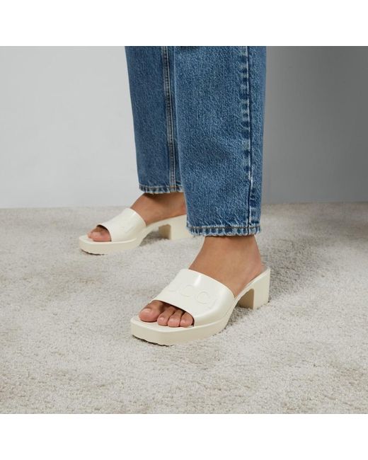 Gucci Rubber Slide Sandal in White Lyst UK
