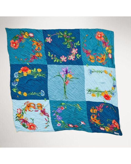 Gucci Blue Printed Silk Shawl