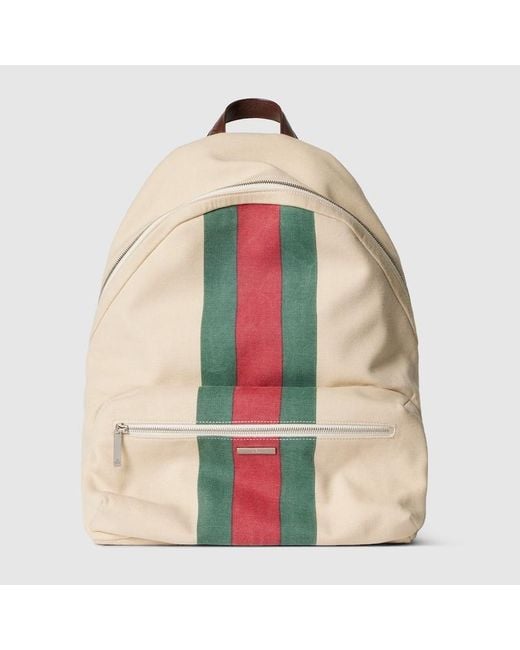 Gucci White Positano Large Backpack, Fabric for men