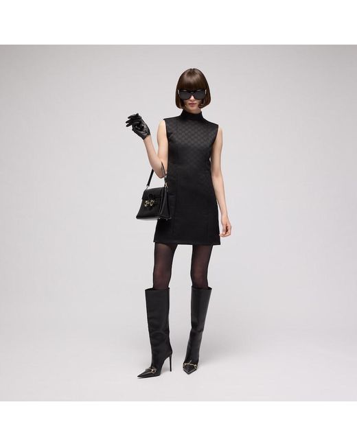 Gucci Black Gg Viscose Jacquard Dress, Size 38 It, Ready-To-Wear