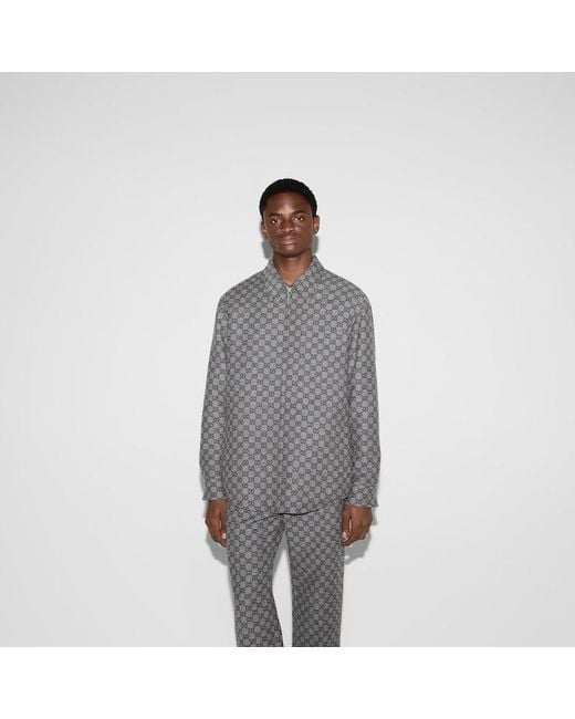 Gucci Ggフランネル オーバーシャツ, グレー, ウェア Gray
