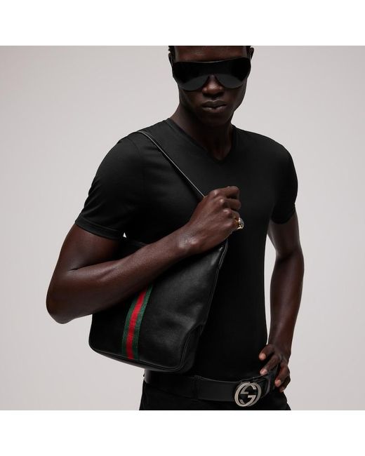 Gucci Black Lunetta Medium Crossbody Bag, Leather
