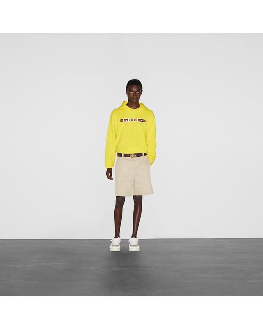 Sweat-shirt À Capuche En Jersey De Coton Gucci pour homme en coloris Yellow