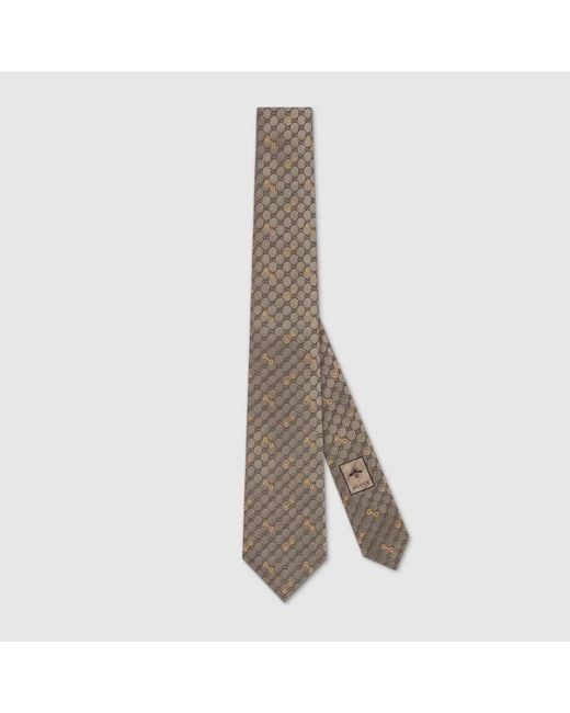 Cravatta In Jacquard Di Seta GG di Gucci in Gray da Uomo