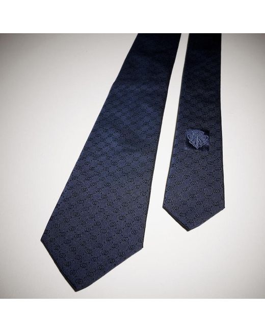 Gucci Blue Interlocking G Silk Jacquard Tie for men