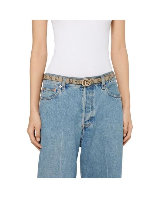 Gucci Red Reversible Gg Marmont Thin Belt, Size 100