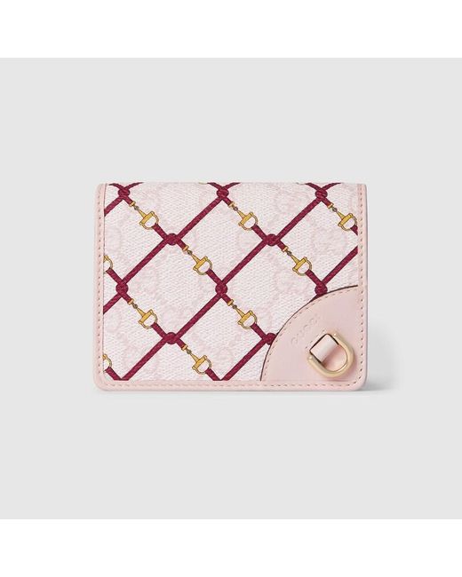 Gucci Pink Printed Gg Card Case