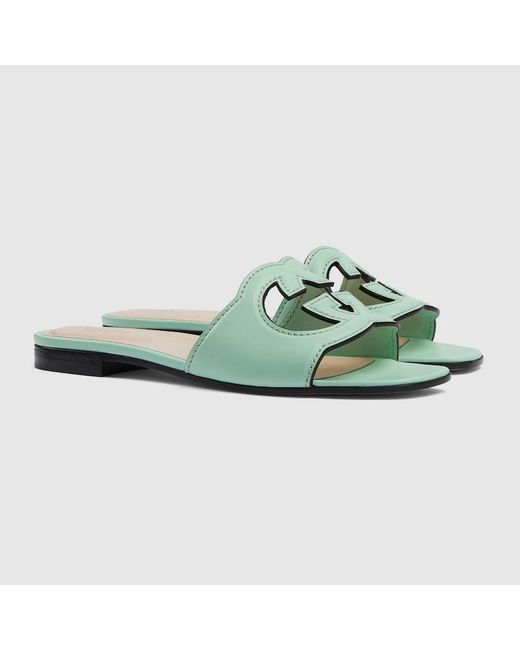 Sandales À Détail GG Ajouré Pour Gucci en coloris Green