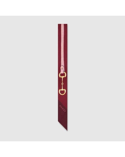 Gucci Red Printed Silk Twill Ribbon
