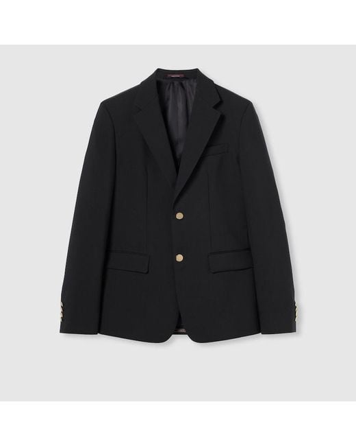 Gucci Black Single-Breasted Wool Jacket for men