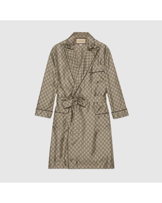 Gucci Natural Bluse Aus Seide Mit Gg Supreme-Print, Grösse