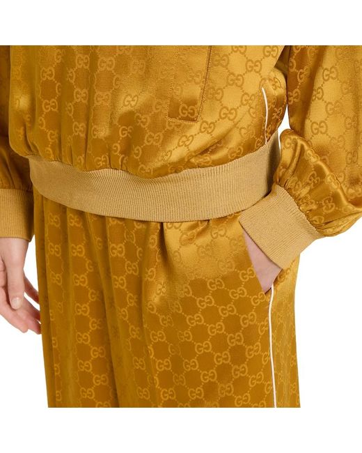 Gucci Yellow Gg Acetate Jacquard Trousers