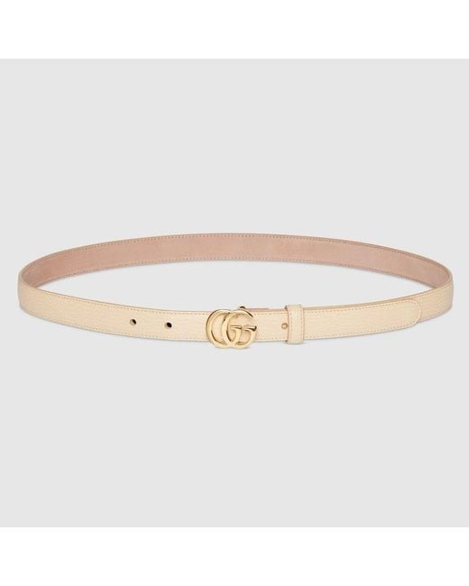 Gucci Metallic Gg Marmont Thin Belt, Size 70, Leather