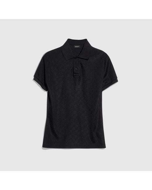 Gucci Black Gg Technical Jersey Jacquard Polo Shirt, Ready-To-Wear