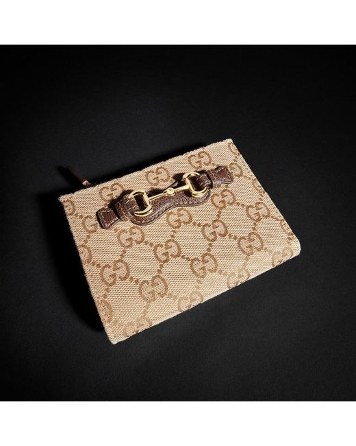 Gucci Natural Small Wallet With Horsebit, Gg Canvas