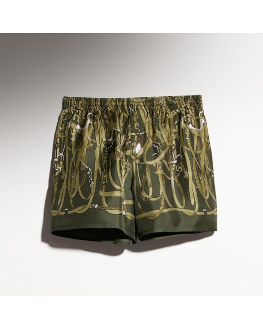 Gucci Green Printed Silk Twill Shorts for men