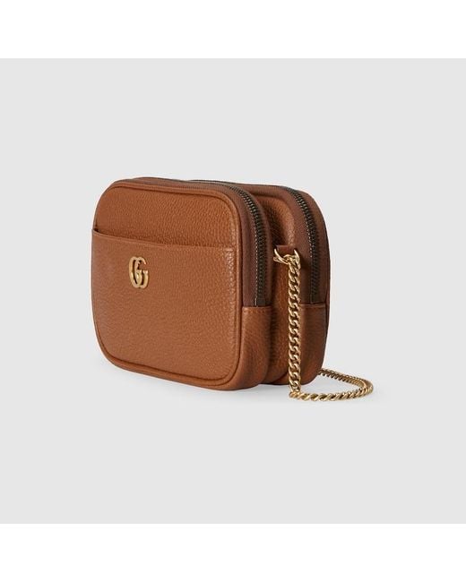 Gucci Brown Double G Super Mini Bag With Bamboo