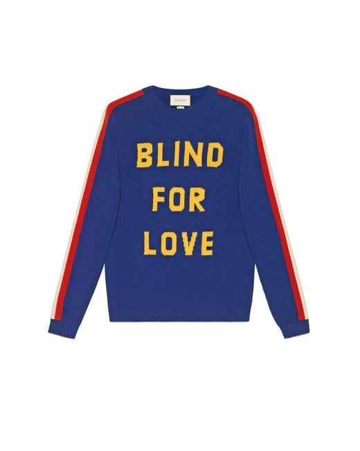 Maglione in lana con tigre e "Blind for Love" di Gucci in Blue da Uomo