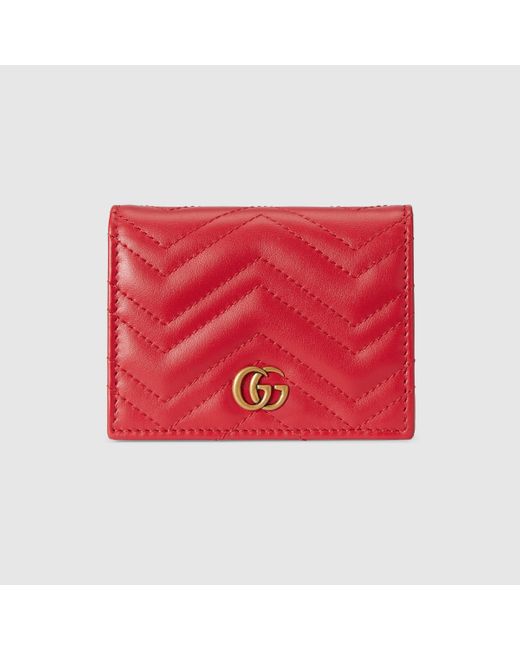 Gucci ダブルg キルティング カードケース ウォレット, レッド, Leather Red