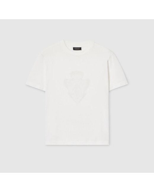 Gucci White Cotton Jersey T-Shirt With Crest