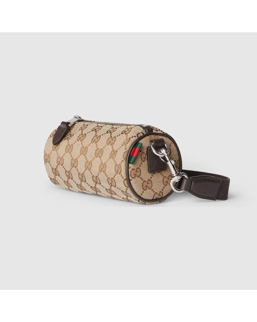メンズ Gucci Ggキャンバス ミニ シリンダーバッグ, ベージュ, Ggキャンバス Natural