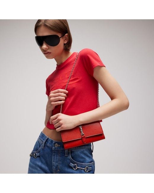 Gucci Red Jackie Wallet On Chain