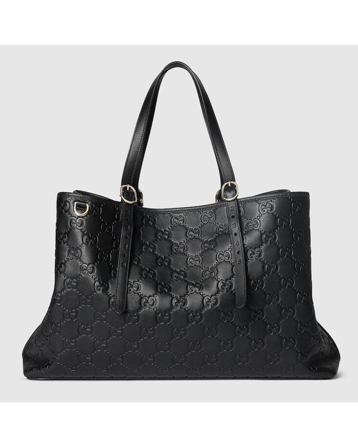 Gucci Black Gg Emblem Large Tote Bag