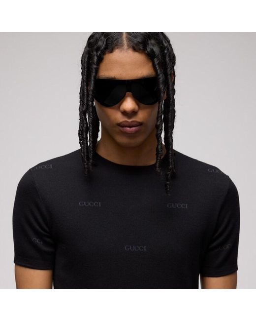 Gucci Black Wool Silk Jacquard T-Shirt, Size L, Ready-To-Wear for men