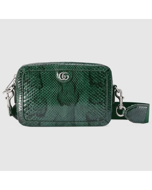 Gucci Green Python Crossbody Bag With Double G for men