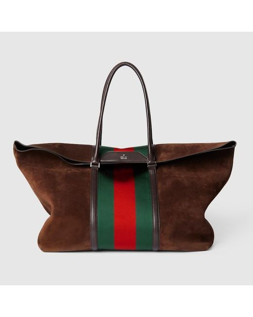 Gucci Red Medium Duffle Bag With Web for men