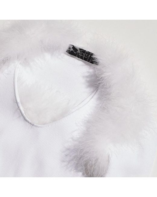 Gucci White Rib Viscose Tank Top With Cardigan, Size Xxl, Ready-To-Wear