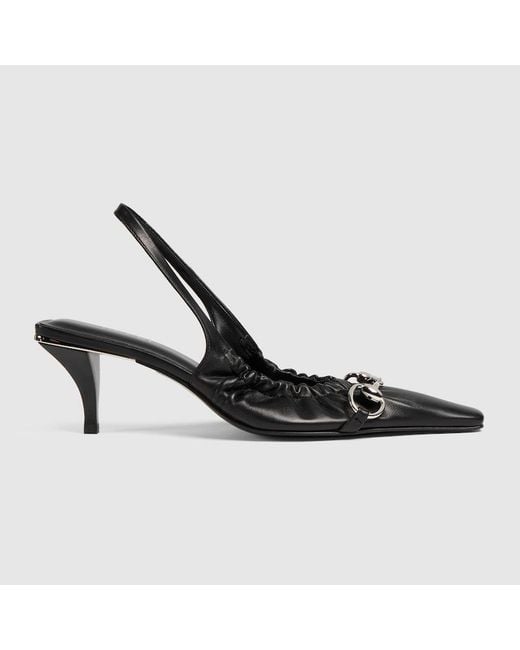 Gucci Metallic Vittoria Slingback Pump With Elastic, Leather