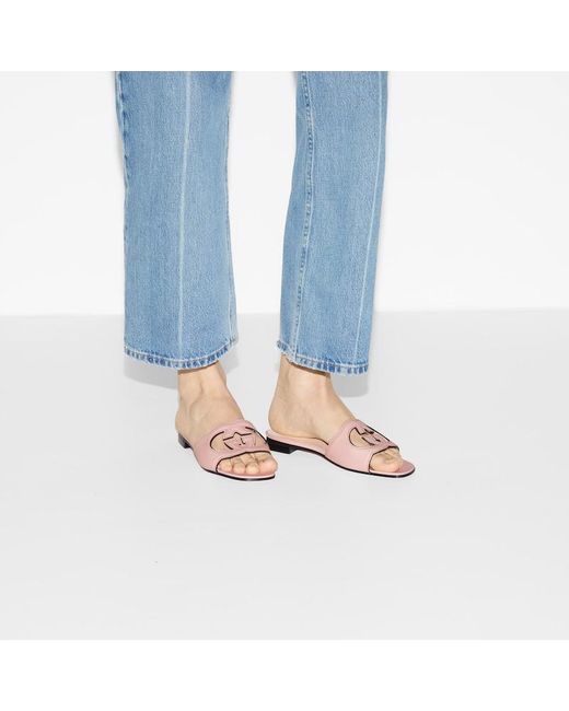 Sandalo Con Incrocio GG Cut-out di Gucci in Pink