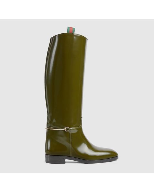 Gucci Green Boot With Slim Horsebit, Leather