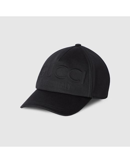 Gucci Black Embossed Baseball Cap for men