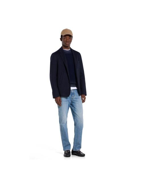 Gucci Blue Single-Breast Double Wool Cashmere Jacket for men