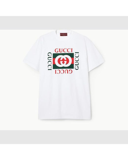 T-shirt En Jersey De Coton À Imprimé Gucci en coloris White
