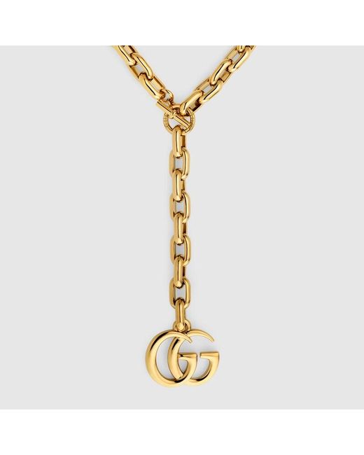 Gucci Metallic Gg Marmont Pendant Chain Necklace