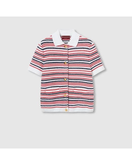 Gucci ファインウール ポロトップ, ホワイト, ウェア Red