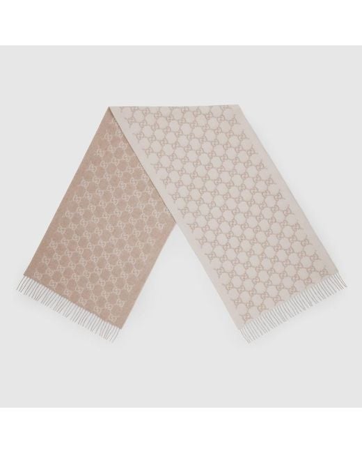 Gucci Natural Gg Cashmere Scarf
