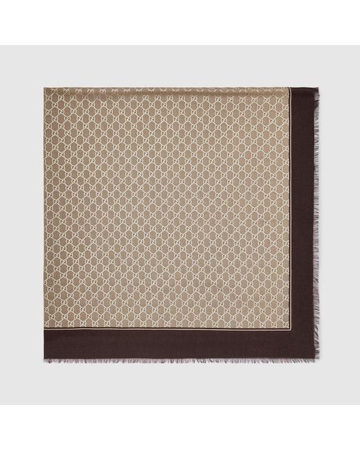 Gucci Natural Laminated Gg Wool Shawl