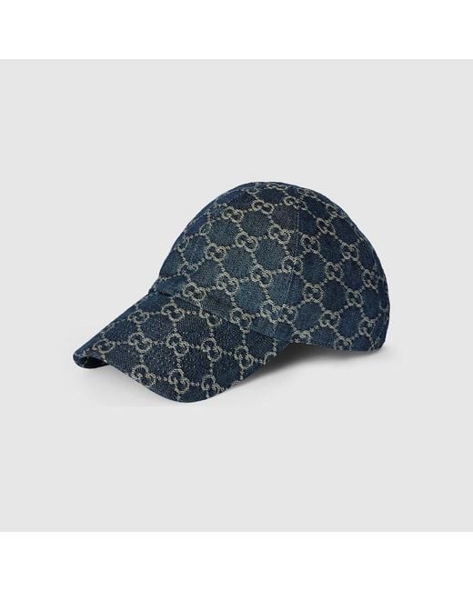 Gucci Blue Gg Cotton Denim Baseball Hat, Size L, Cotton