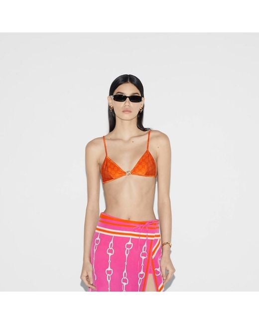 Gucci Orange GG Stretch Jersey Bikini