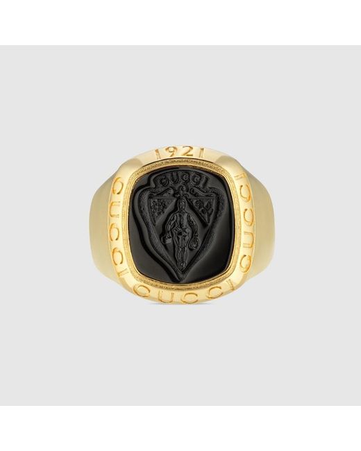 Gucci Metallic Crest Signet Ring